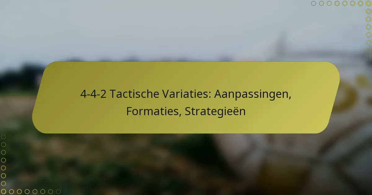 4-4-2 Tactische Variaties: Aanpassingen, Formaties, Strategieën